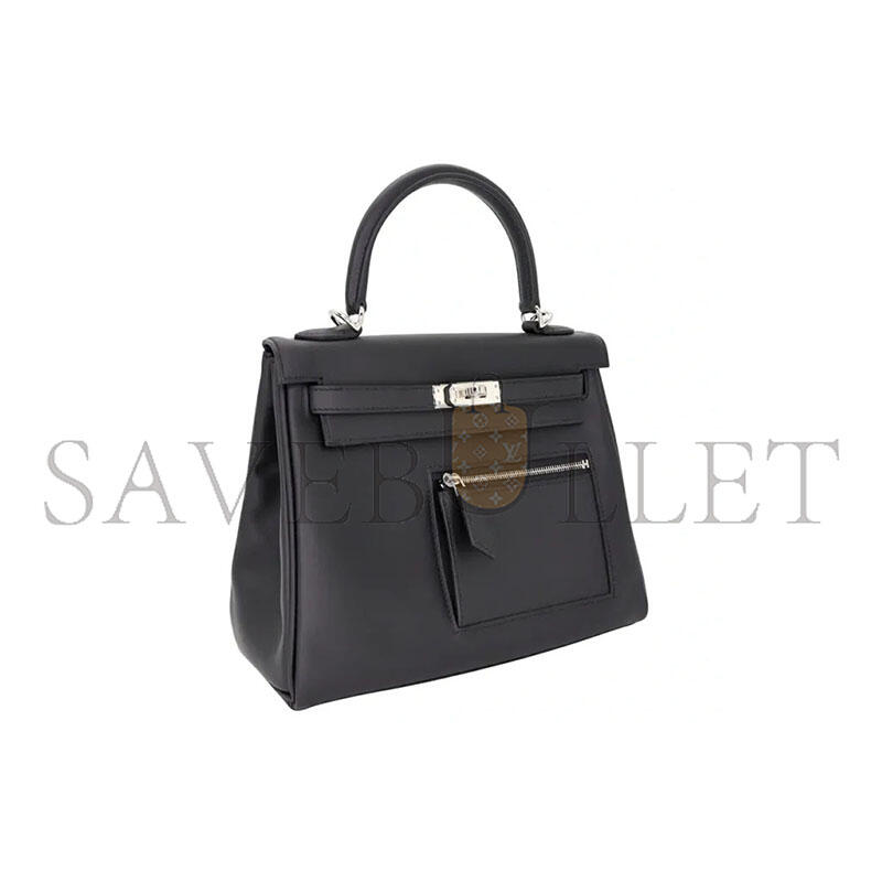 H**mes MASTER KELLY COLORMATIC 25 CM BLACK SWIFT LEATHER WITH PALLADIUM HARDWARE (25*19.5*10cm)
